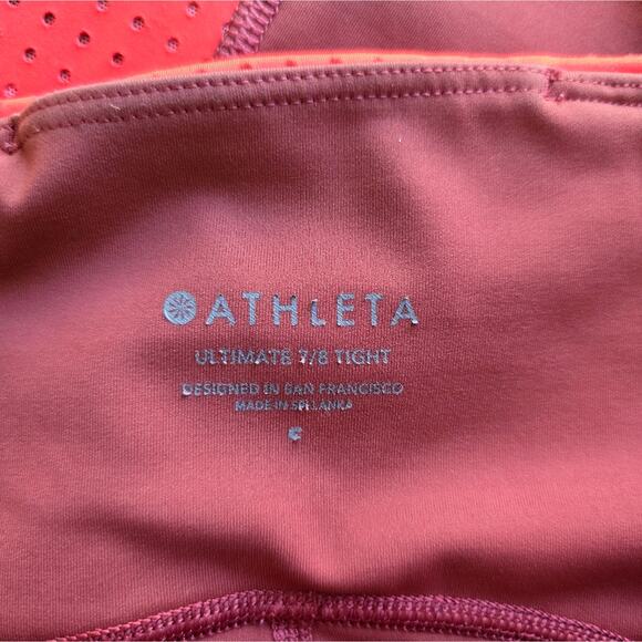 M Athleta Ultimate Stash Pocket Colorblock 7/8 Tight Leggings Sz S Russet Brown - Picture 7 of 9
